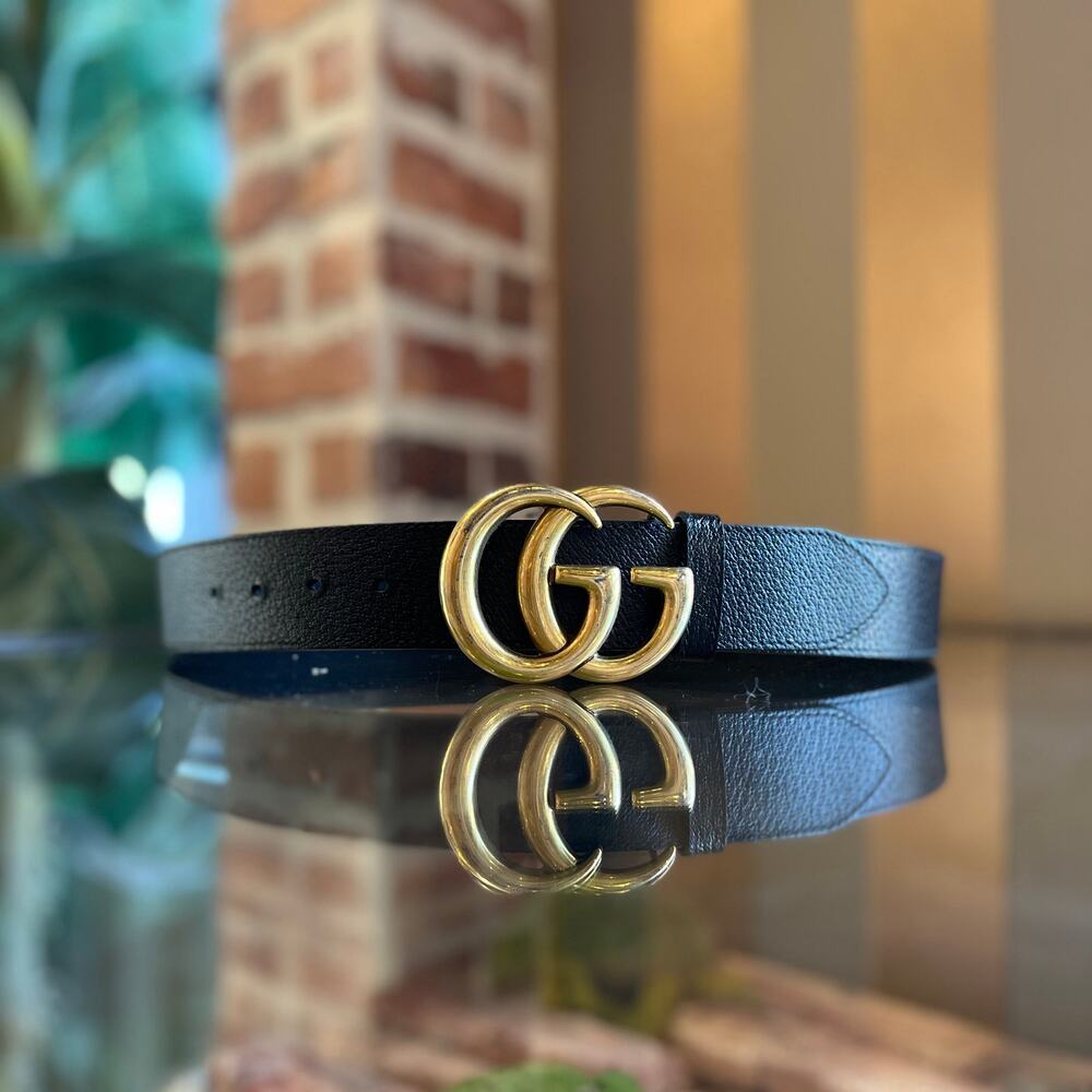 GUCCI GG Marmont Wide Black Leather Belt SZ 100/40